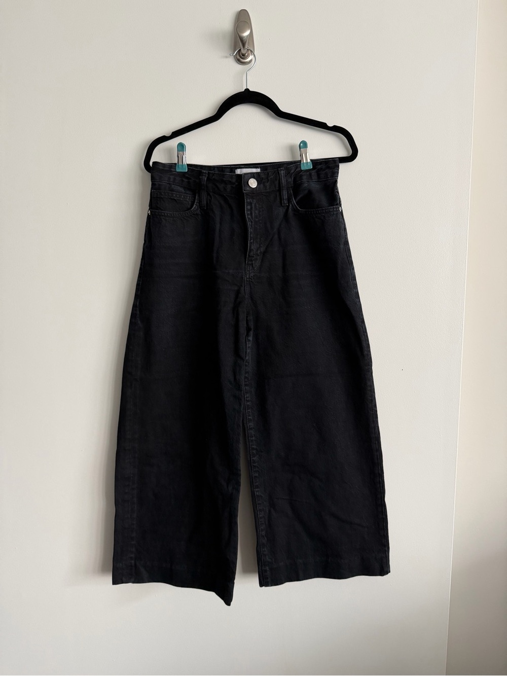 FRAME Wide Leg Crop High-Rise Black Women's Jeans